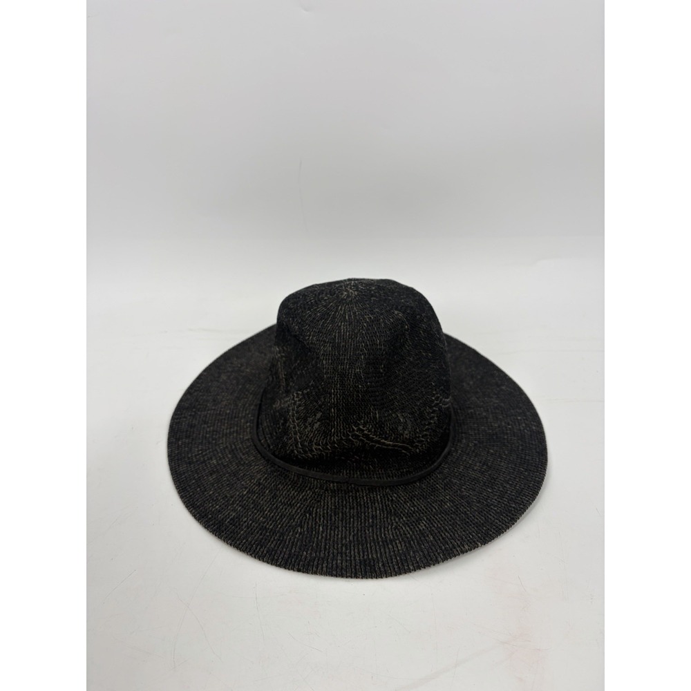 Free People Hat Womens OS Black Boho Woven Wide Brim Beach Festival